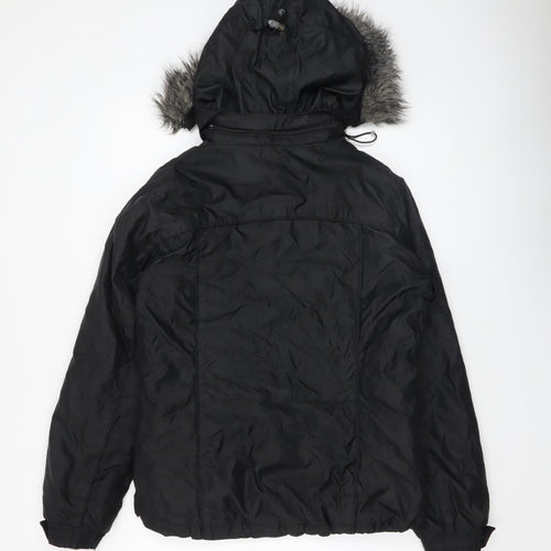 Trespass Women's Black Medium Waterproof Fur Trim Hooded Parka Jacket