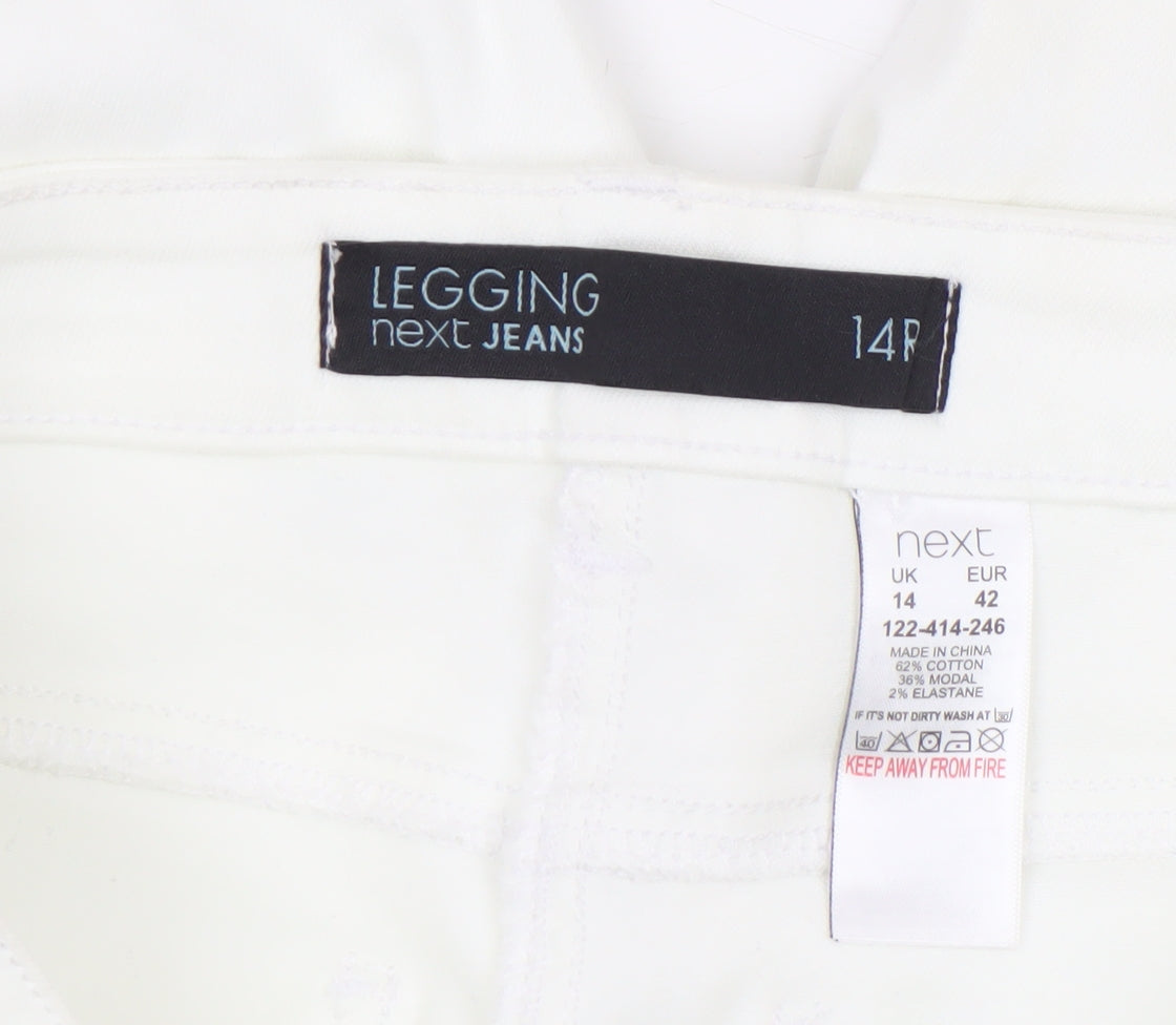 Next Womens White Size 14 Slim Jegging Jeans
