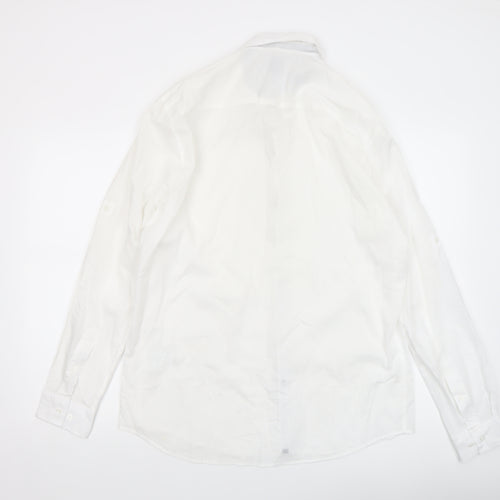 H&M Men's White Regular Fit Long Sleeve Button-Up Shirt Size M