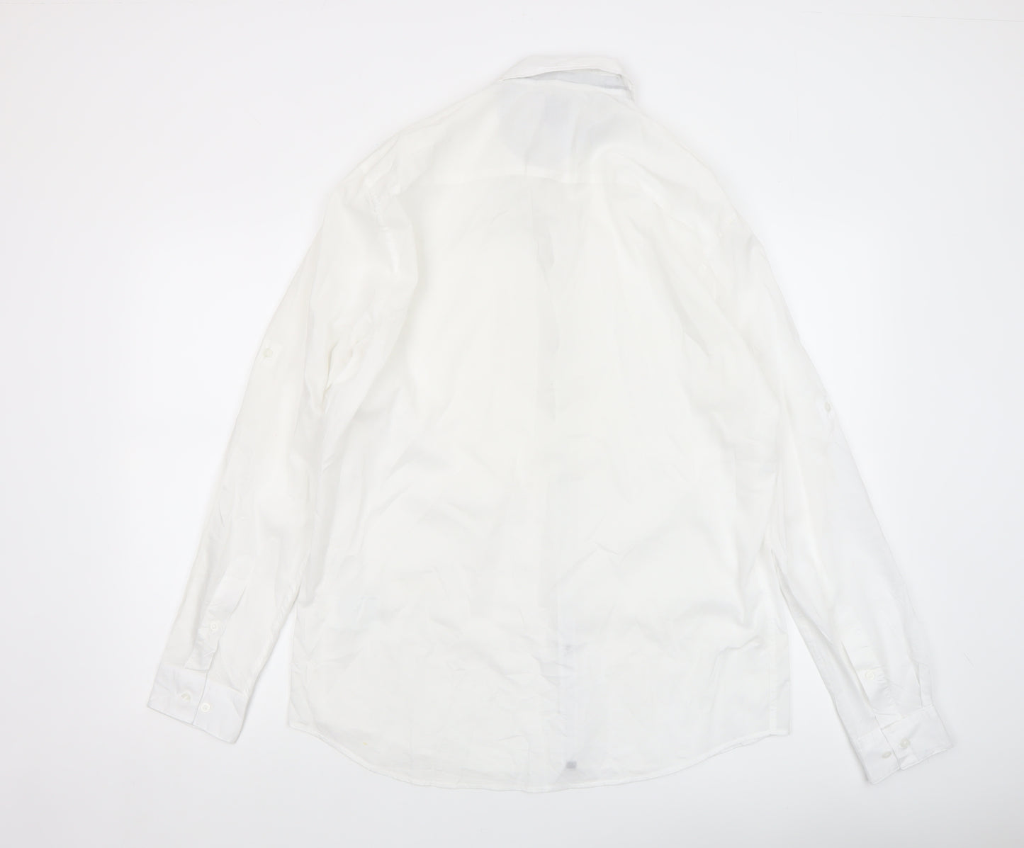 H&M Men's White Regular Fit Long Sleeve Button-Up Shirt Size M