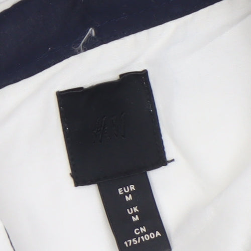 H&M Men's White Regular Fit Long Sleeve Button-Up Shirt Size M