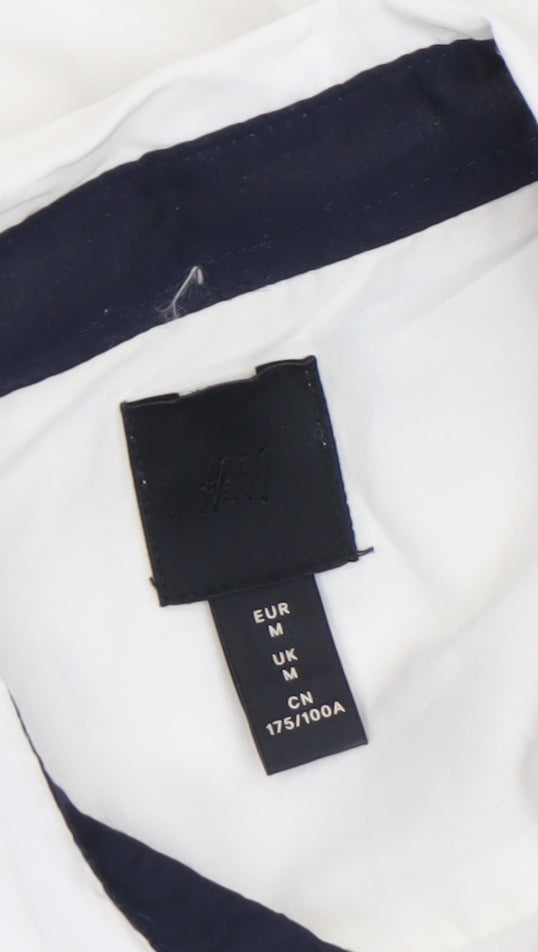 H&M Men's White Regular Fit Long Sleeve Button-Up Shirt Size M