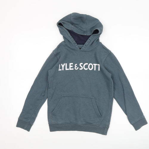 Lyle & Scott Boys Orion Blue Pullover Hoodie 8-9 Years Cotton Blend