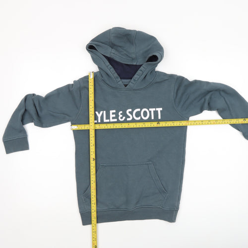 Lyle & Scott Boys Orion Blue Pullover Hoodie 8-9 Years Cotton Blend