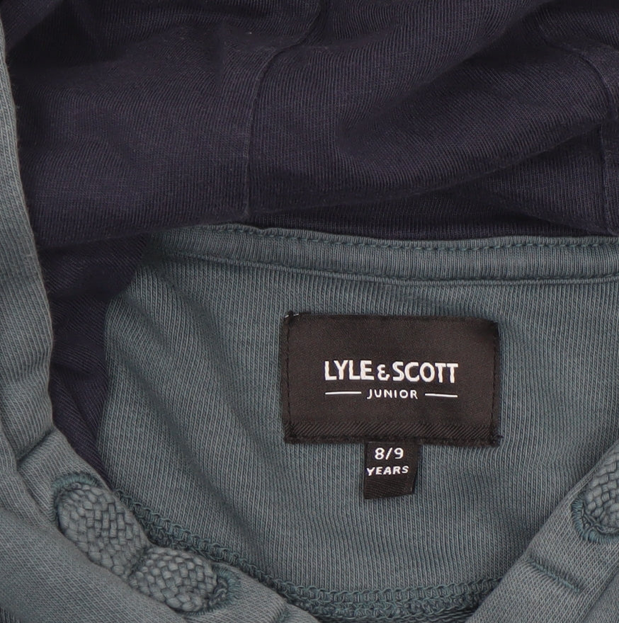 Lyle & Scott Boys Orion Blue Pullover Hoodie 8-9 Years Cotton Blend