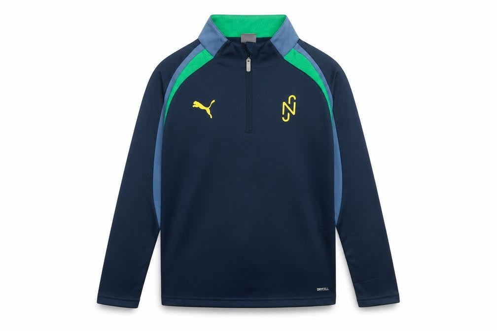 Front view of Puma boys’ blue 1/4 zip long sleeve training top 9-10 years