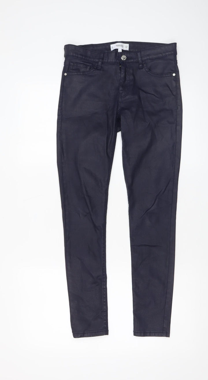 Mango Women Black Cotton Stretch Jegging Trousers Size 6