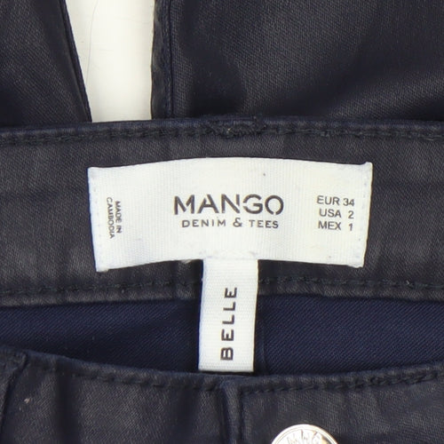 Mango Women Black Cotton Stretch Jegging Trousers Size 6