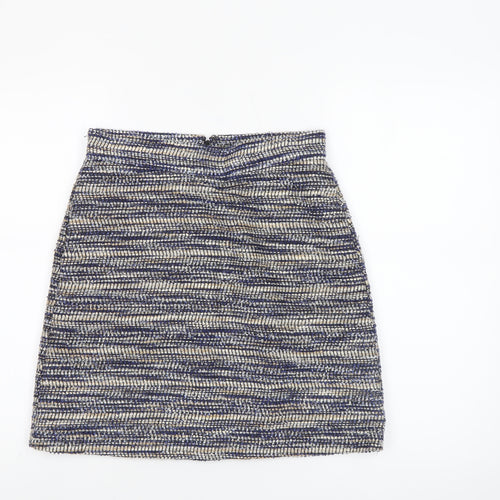 Warehouse Women Blue Tweed Straight Pencil Skirt Size 10