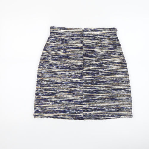 Warehouse Women Blue Tweed Straight Pencil Skirt Size 10