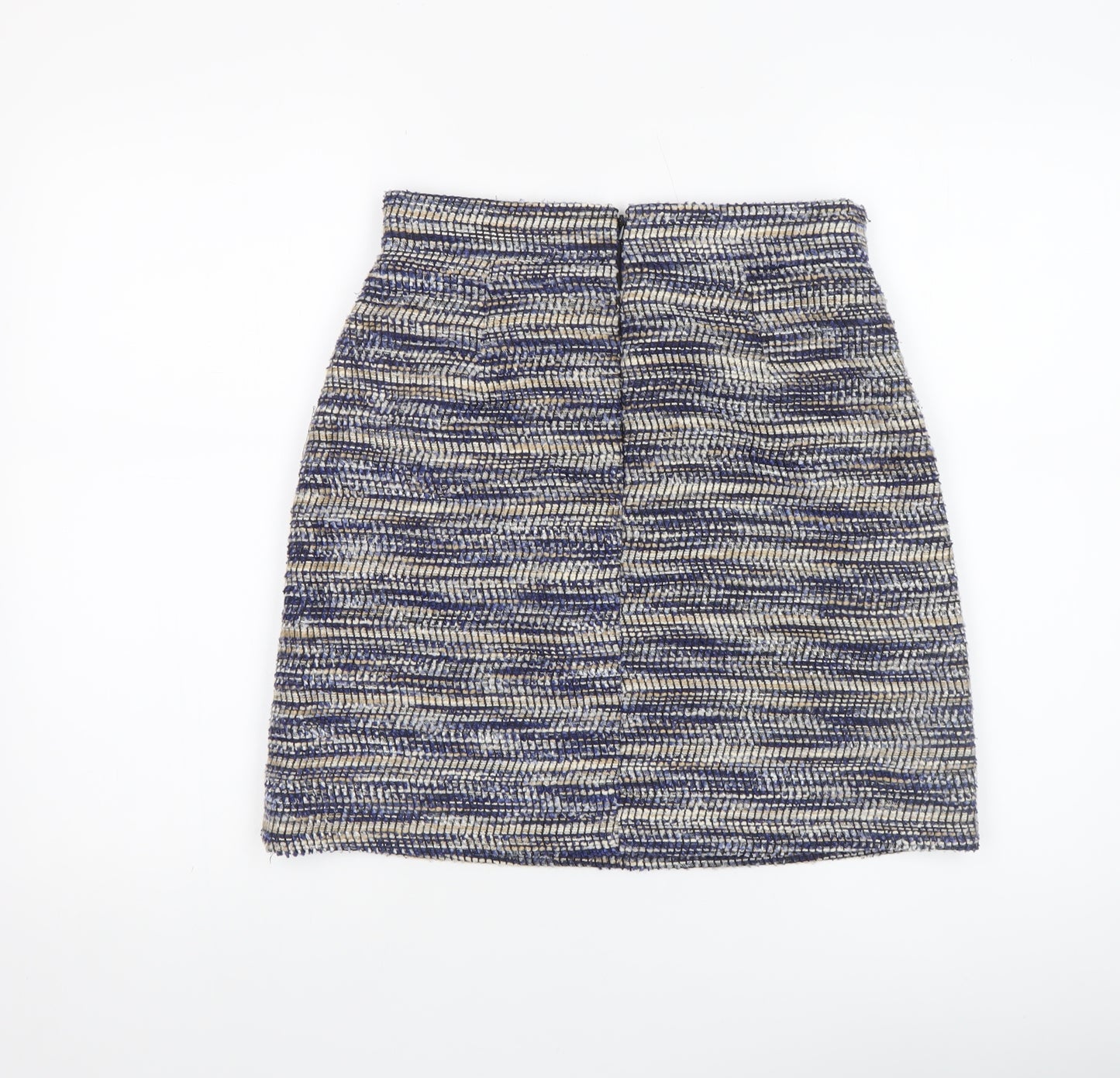 Warehouse Women Blue Tweed Straight Pencil Skirt Size 10