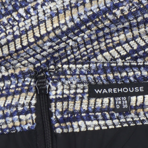 Warehouse Women Blue Tweed Straight Pencil Skirt Size 10