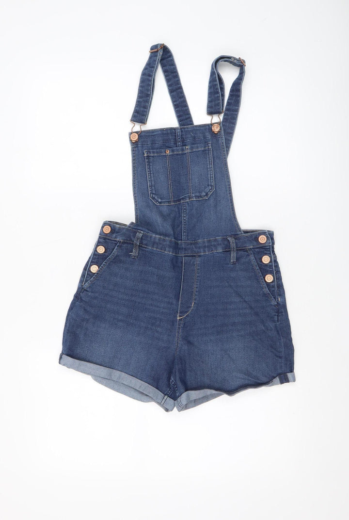 H&M Girls Blue Denim Dungaree Playsuit Size 14 Years Adjustable Straps