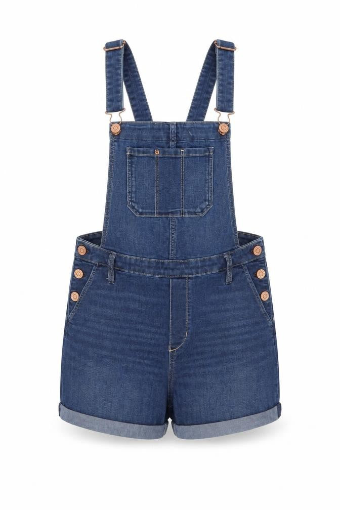 H&M Girls Blue Denim Dungaree Playsuit Size 14 Years Adjustable Straps