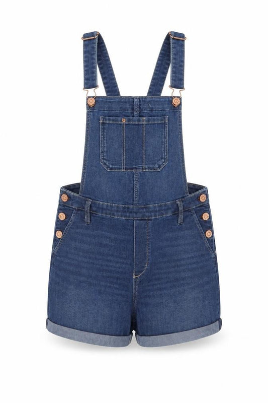 H&M Girls Blue Denim Dungaree Playsuit Size 14 Years Adjustable Straps