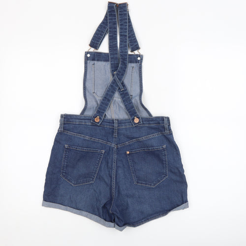 H&M Girls Blue Denim Dungaree Playsuit Size 14 Years Adjustable Straps
