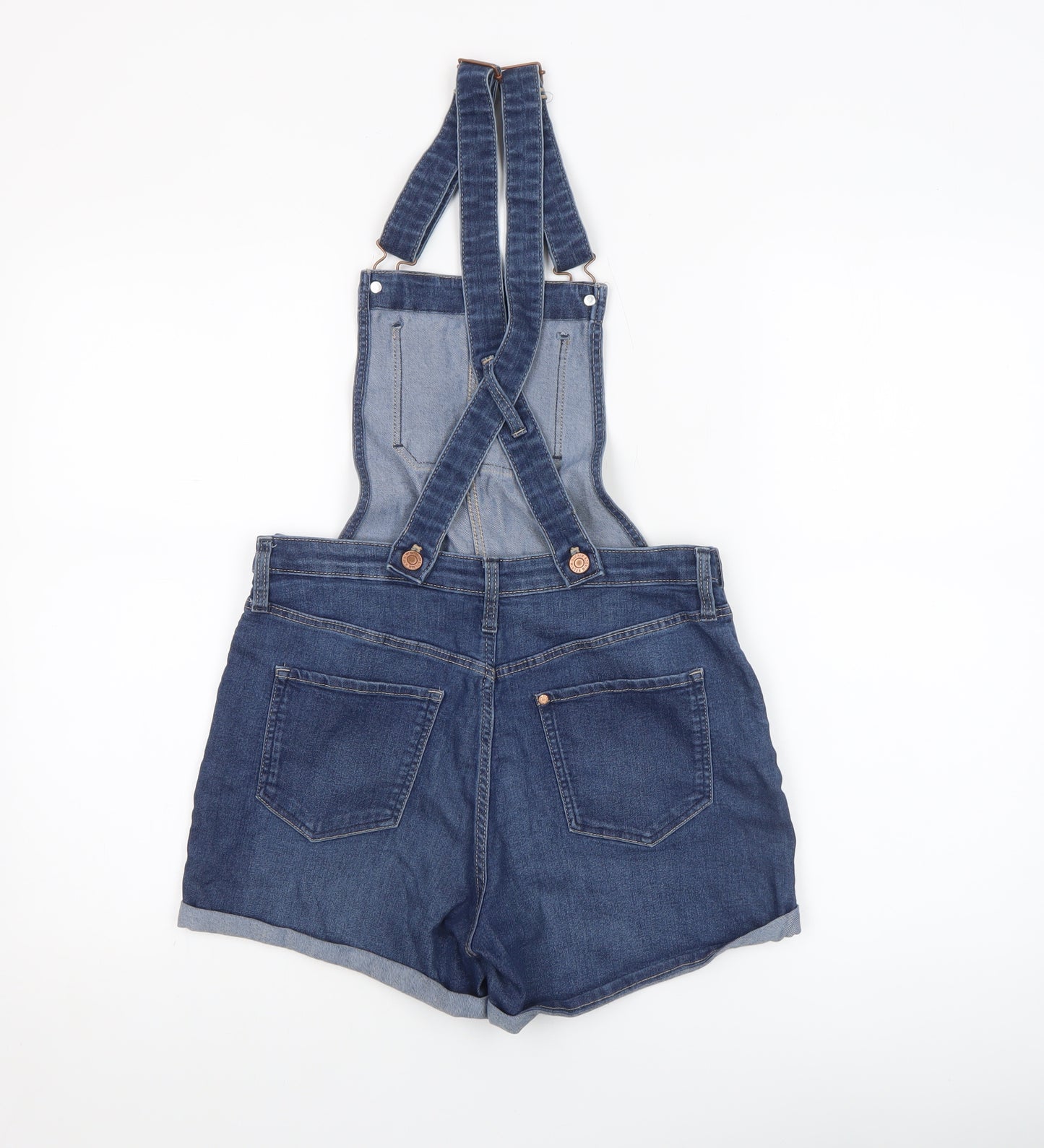 H&M Girls Blue Denim Dungaree Playsuit Size 14 Years Adjustable Straps