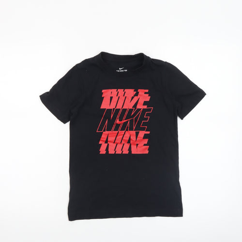 Nike Boys Black Red Graphic Short Sleeve T-Shirt Size S (128-137cm)