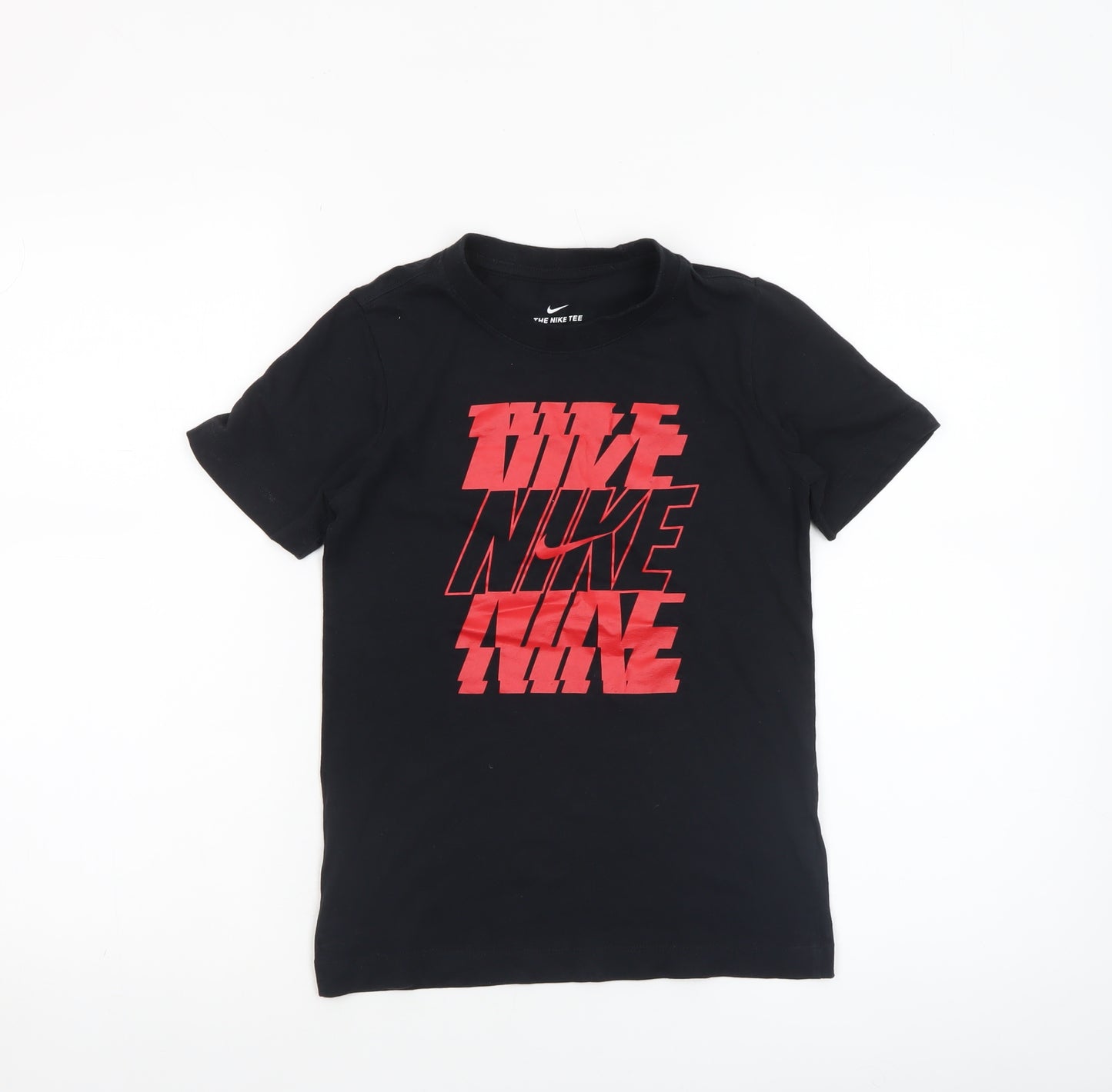 Nike Boys Black Red Graphic Short Sleeve T-Shirt Size S (128-137cm)