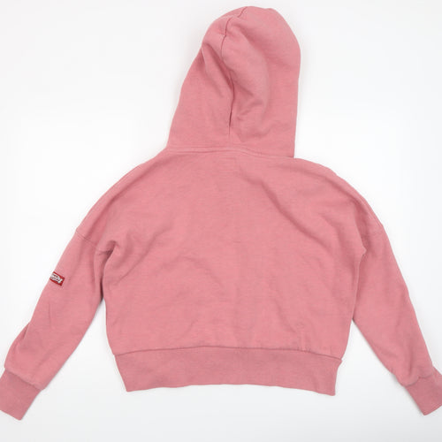 Superdry Women Pink Lucky Cat Pullover Hoodie UK 8 Relaxed Fit