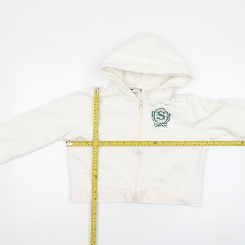 Slazenger Women White Full Zip Hoodie Size 12 Cotton Blend Athletic
