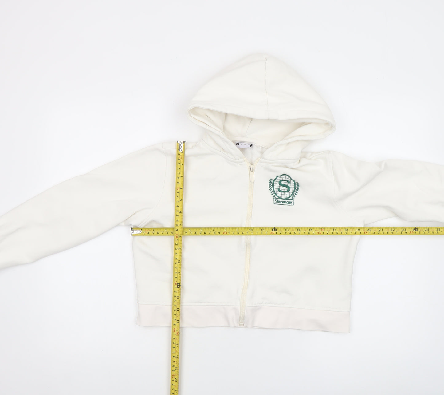 Slazenger Women White Full Zip Hoodie Size 12 Cotton Blend Athletic