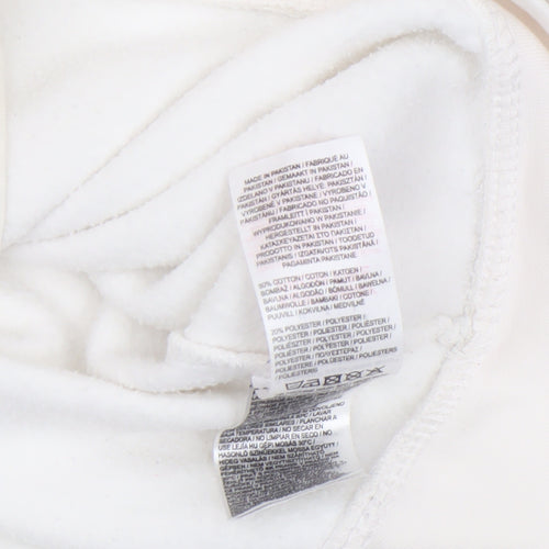 Slazenger Women White Full Zip Hoodie Size 12 Cotton Blend Athletic
