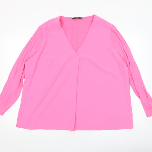 Dunnes Women’s Pink V-Neck Long Sleeve Tunic Blouse Size XL