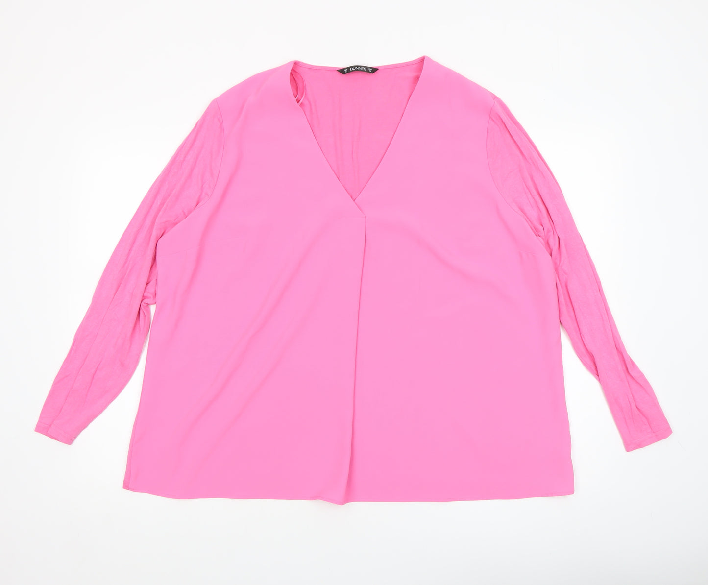 Dunnes Women’s Pink V-Neck Long Sleeve Tunic Blouse Size XL