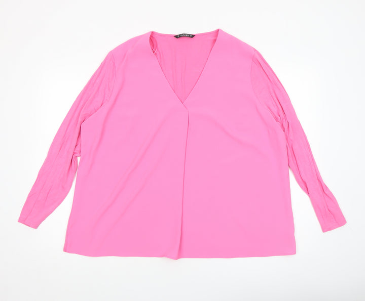 Dunnes Women’s Pink V-Neck Long Sleeve Tunic Blouse Size XL