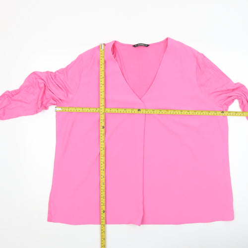 Dunnes Women’s Pink V-Neck Long Sleeve Tunic Blouse Size XL