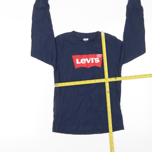 Levi's Boys Blue Long Sleeve Logo T-Shirt 8 Years Cotton Crew Neck