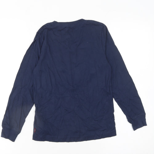 Levi's Boys Blue Long Sleeve Logo T-Shirt 8 Years Cotton Crew Neck