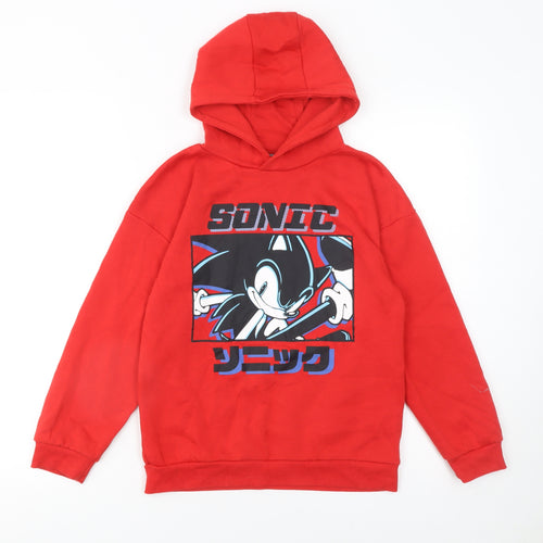 Sonic The Hedgehog Boys Red Hoodie 10 Years Pullover Graphic Print