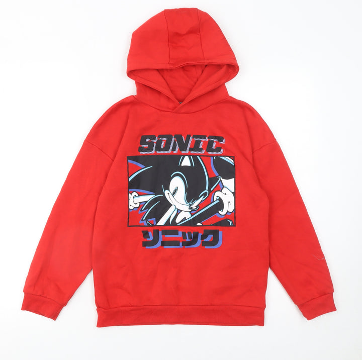 Sonic The Hedgehog Boys Red Hoodie 10 Years Pullover Graphic Print