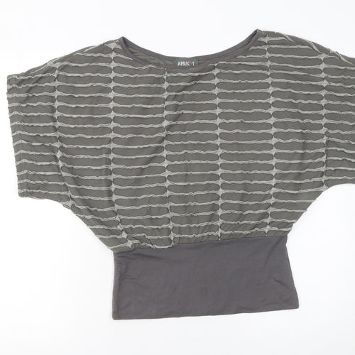 Apricot Women's Grey Cotton Blend Boat Neck Dolman Sleeve Jumper Size S