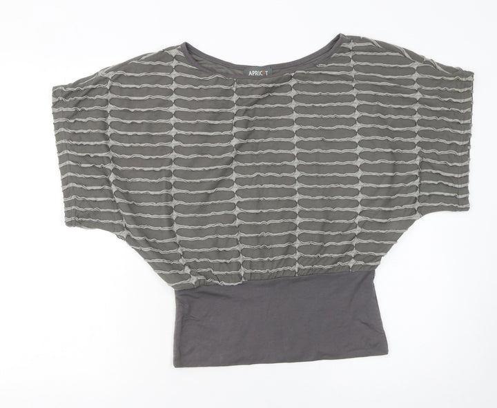 Apricot Women's Grey Cotton Blend Boat Neck Dolman Sleeve Jumper Size S