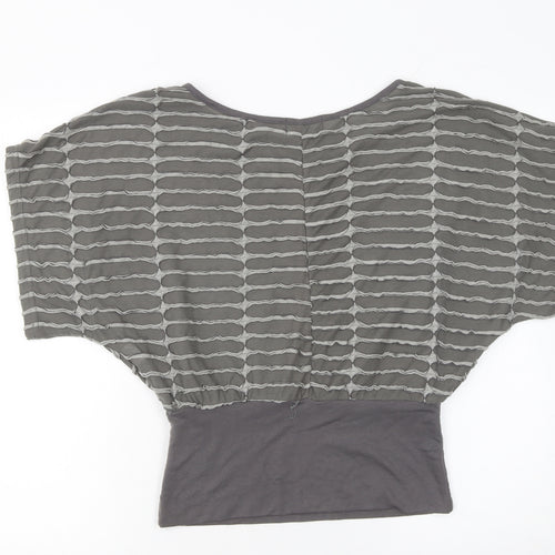 Apricot Women's Grey Cotton Blend Boat Neck Dolman Sleeve Jumper Size S