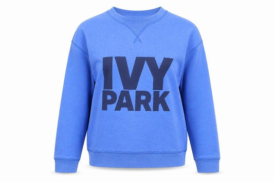 Front view of Ivy Park Women's Blue Cotton Blend Pullover Sweatshirt, size S
