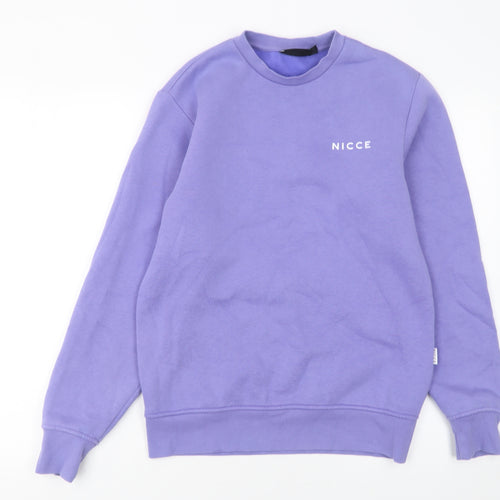 NICCE Men's Purple XS Pullover Sweatshirt Crew Neck Logo Fleece