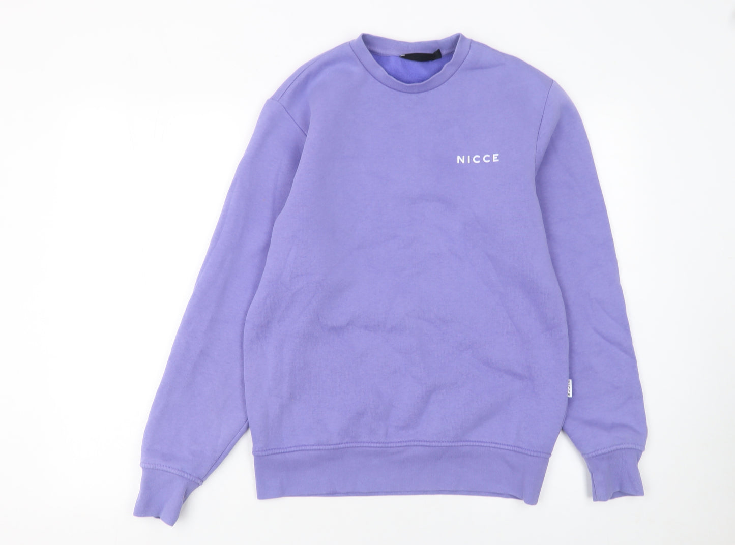 NICCE Men's Purple XS Pullover Sweatshirt Crew Neck Logo Fleece