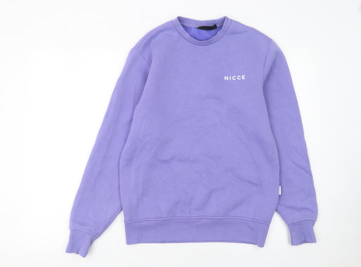 NICCE Men's Purple XS Pullover Sweatshirt Crew Neck Logo Fleece