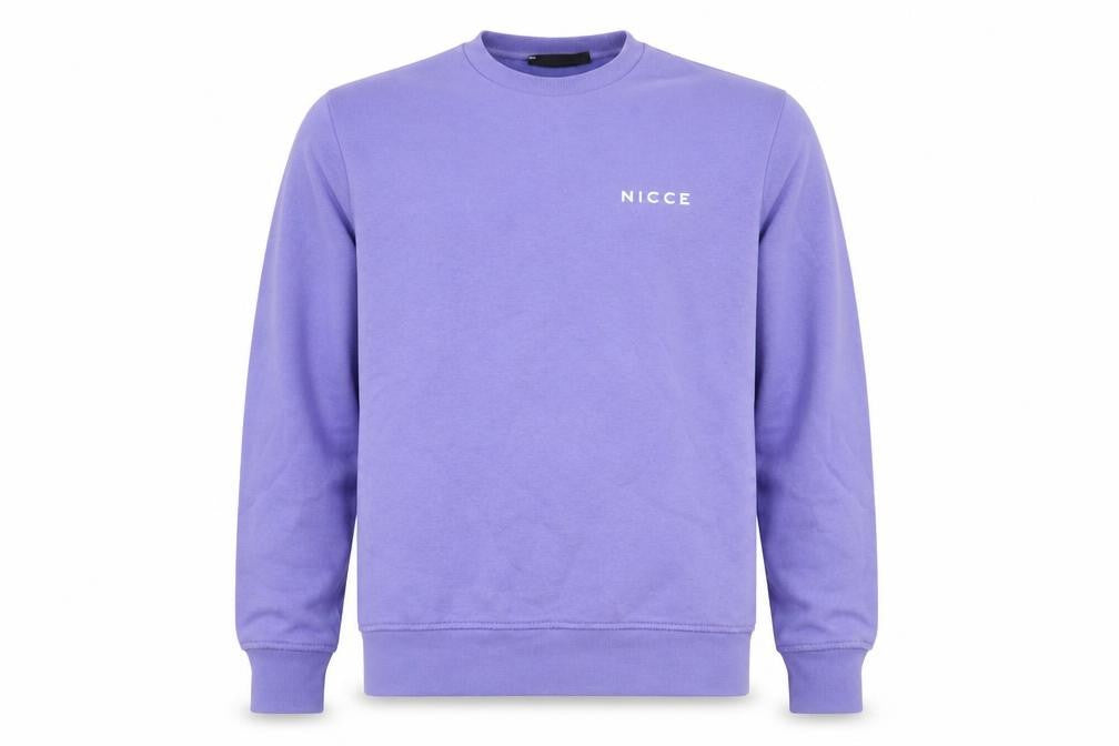 Front view of NICCE Men's Purple XS Pullover Sweatshirt Crew Neck Logo Fleece