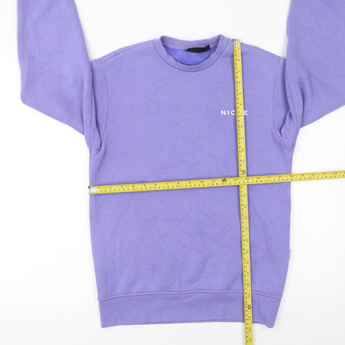 NICCE Men's Purple XS Pullover Sweatshirt Crew Neck Logo Fleece