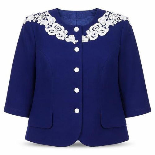 Fever London Women's Blue Lace Trim Blazer Jacket UK 16