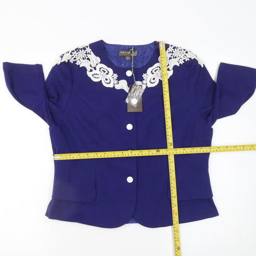 Fever London Women's Blue Lace Trim Blazer Jacket UK 16