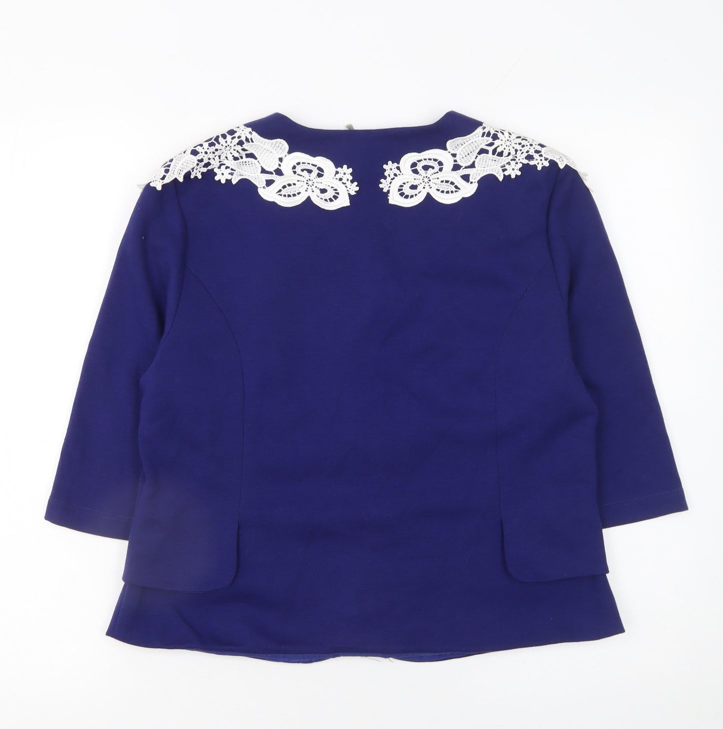 Fever London Women's Blue Lace Trim Blazer Jacket UK 16