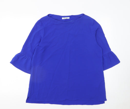 Smith Collection Women's Blue Bell Sleeve Tunic Blouse Size 14