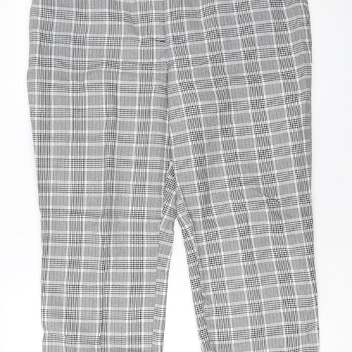 Topshop Women’s Grey Check Cropped Trousers Size 14