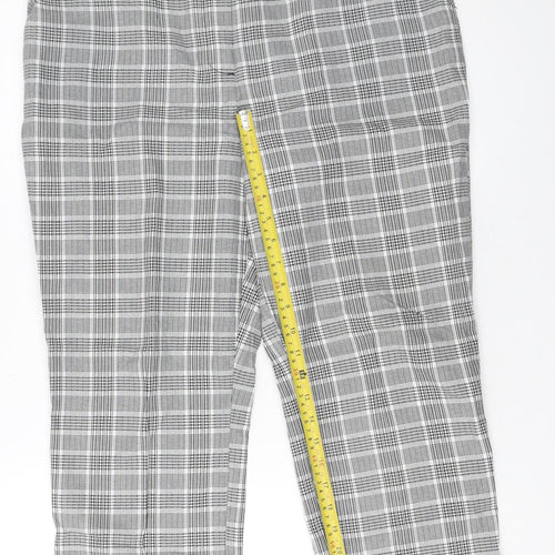 Topshop Women’s Grey Check Cropped Trousers Size 14